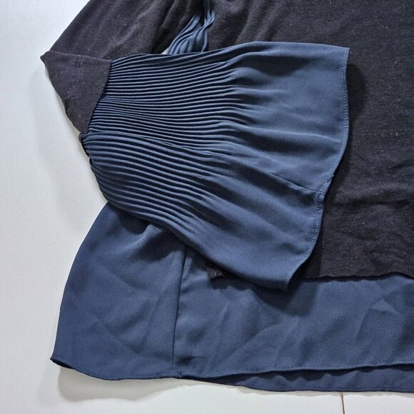 Bailey 44 Top Womens M Black Navy Pleated Layered LS Lagenlook Whimsigoth Fairy - Picture 11 of 16